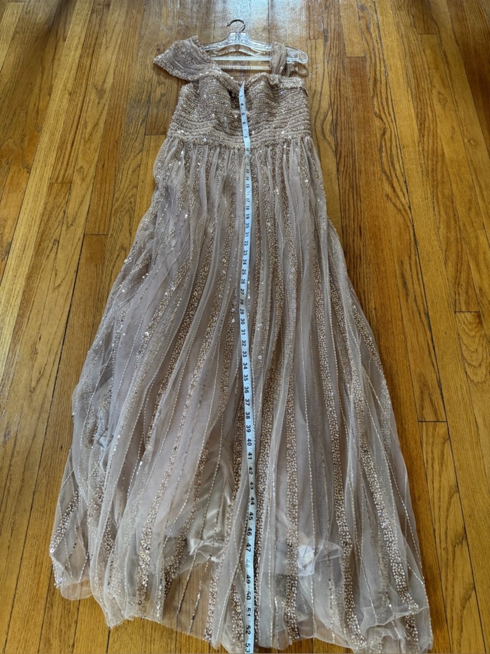 Ladivine CD0238 Gold Beaded Prom Dress Size 10 Floor Length Formal Gown - Picture 8 of 11